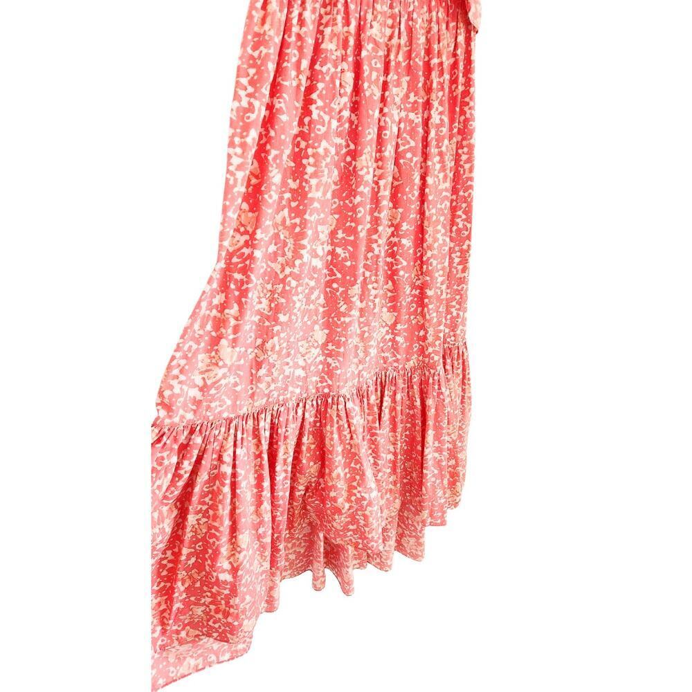 ULLA JOHNSON‎ Freida Printed Cotton Midi Dress Coral Batik Red Orange White US 4 - Picture 9 of 12